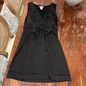 Esley Black Satin Mini Dress with Bow